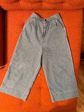 Wide Leg Light Blue Denim Culottes